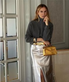 Holiday Lunch Outfit, Blanca Miro Style, Jcrew Style, Lunch Outfit, Gold Trend, Gold Ballet Flats, Chanel Flap Bag, J Crew Style, Quiet Luxury