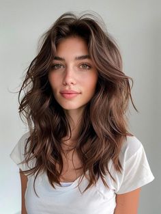 Medium Beachy Haircut, Long Layers Medium Length Hair Curly, Wavy Curly Hairstyles Medium, Naturally Wavy Haircuts Medium, Natural Wavy Medium Length Hair, Mid Wavy Hairstyles, Wavy Hairstyles Side Part, Medium Haircut Curly, Wavy Hair Haircuts Medium