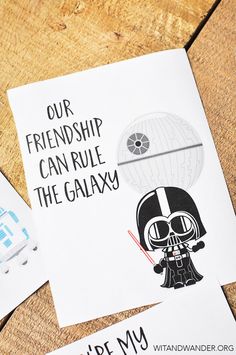 a star wars themed birthday card with darth vader and the text our friendship can rule the galaxy