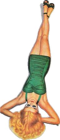 a drawing of a woman doing a handstand on the ground with her legs spread out