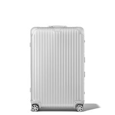 Crafted from high-end anodized aluminum, RIMOWA Original is an iconic luggage design, instantly recognizable with its sleek lines and signature grooves. Within a vast range of sizes, find your trusted and durable companion for your business and leisure travels. Ideal for 14 to 15 days of travel, the RIMOWA Original Check-In L in silver features several ingenious functionalities: - Stage-free telescopic handle - RIMOWA Multiwheel® System - TSA-approved locks - Flex Divider Includes a complimentar Olympic Airlines, Luggage Design, Air Transat, South African Airways, Asiana Airlines, China Airlines, Thai Airways, Vietnam Airlines, Air China