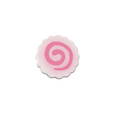 a pink lollipop sticker sitting on top of a white surface