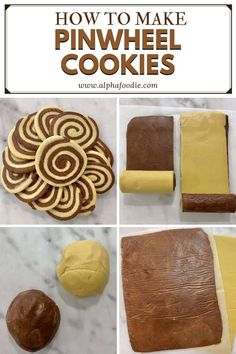 how to make pinwheel cookies with chocolate and yellow icing on the top, then rolled up