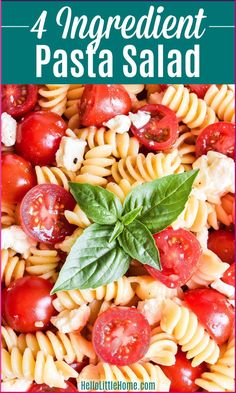 Looking for Easy Pasta Salad Recipes? You’ll LOVE this 4 Ingredient Pasta Salad! Learn how to make the BEST Basic Pasta Salad with just a few ingredients. This Homemade Pasta Salad is quick   easy to make. Prepare with healthy Veggies, Cheeses, more, and salad dressings, like Italian, Ranch, Greek, even Pesto. Customize to fit any diet: Vegetarian, Vegan, Gluten Free, Dairy Free. This is the easiest Cold Pasta Salad you’ll ever make. Perfect for crowds, parties, BBQs, more! | Hello Little Home Basic Pasta Salad, Veggie Recipes Breakfast, Easy Cold Pasta Salad, Easy Pasta Salad Recipes, Greek Tortellini Salad, Homemade Pasta Salad, Potluck Ideas, Vegetarian Pasta Recipes, Easy Pasta Salad Recipe