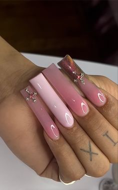 Acrylic Nails Tapered Square Long, Long Abstract Nails, Long Square Acrylic Nails Solid Color, Pretty Square Nails Long, Extra Pink Nails, Long Square Nails Ideas, Nail Inspo Square Long, Tapered Square Nails Long, Insta Baddie Nails Acrylic