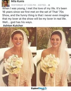 a woman in a wedding dress holding a bouquet and posing for a photo on her instagram page