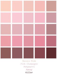 the color scheme for pink champagne is shown in shades of red, brown and white