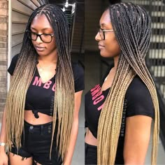 Small Box Braids Hairstyles, Colored Box Braids, Ombre Braid, Blonde Box Braids, Colored Braids