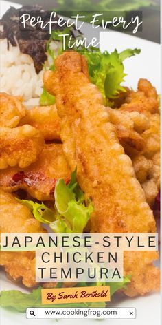 japanese style chicken tempura with rice and lettuce