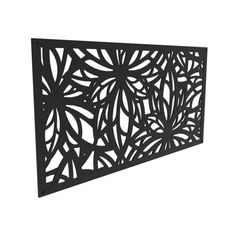 a black metal screen with an intricate design on the front and back panel, made out of