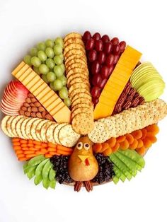 a platter filled with lots of different types of food