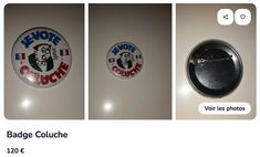 two pictures of badges with the same image on one side and another photo on the other