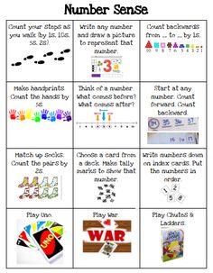 number sense worksheet for kids with pictures and numbers on the back ground,