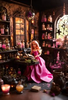 Barbie 
Barbie aesthetic 
Barbie witch 
Barbie apothecary 
Barbie doll 
Apothecary 
Apothecary aesthetics 
Witch apothecary 
Witch aesthetics 
Pink apothecary 
Pink aesthetic 
Pink witch 
Pink 
Witch aesthetic 
Witch Cozy Witch, Barbie Photography, Witchy House, Doll Scenes, Barbie Logo, Poster Girl, Barbie Life