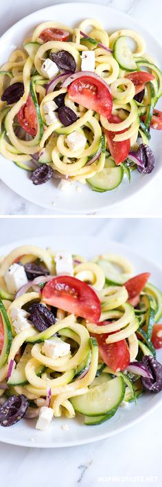 two plates filled with different types of vegetables