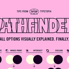 a pink background with black and white circles on it that says, pathfinder all options visually explain finally