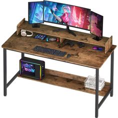 PRICES MAY VARY. 【DESIGNED FOR MULTI-PURPOSE】Size: 19.7"D x 43.3"W x 29.5"H. Weight:29lbs. This computer desk provides with a large enough space for work and study that makes it a perfect choice for a study desk, computer desk, home office desk, gaming desk. 【SAFE DESIGN】Mooth Angle of The desktop is safer for your family , to prevent collisions due to accidents, therefore, this writing table is also very good choice for students. 【LARGE MONITOR SHELF】Equipped with an oversized monitor shelf, 37 Computer Desk Home Office, Monitor Shelf, Computer Desk With Shelves, Desk With Shelves, Desk Gaming, Desk Safe, Pc Table, Desk Study, Work And Study