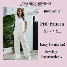 PATTERNS OFFER: GET 16 PATTERNS BUNDLE AND PAY FOR 6. GET 2 BLOUSE PATTERNS WITH DISCOUNT. GET 4 DRESSES PATTERNS BUNDLE WITH DISCOUNT. GET 5 SKIRTS PATTERNS BUNDLE PAY FOR 4 AND GET 3 TOP PATTERNS FOR FREE. GET 4 TOP PATTERNS BUNDLE E GET FOR  3 SKIRT PATTERNS FOR FREE. Link to my store: https://www.etsy.com/it/shop/FashionSewings PDF Digital Sewing Pattern Comfy Romper digital sewing pattern.  Large/Plus size patterns. Woman PDF sewing printable pattern. This pattern is a beginner sewing level Simple Sewing Patterns Plus Size, Womens Plus Sewing Patterns, Plus Size Sewing Patterns For Women Simple, Plus Size Top Sewing Pattern Free, Boho Sewing Patterns Free Pdf, Sweater Romper Pattern Free, Plus Size Patterns For Women Free Wide Leg, Free Plus Size Sewing Pattern, Dungaree Sewing Pattern Women Free