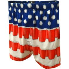 Show your patriotic side! These boxer shorts for men feature ping pong balls and red cups creating an American Flag pattern. You'll be the life of the party in these undies. 100% cotton knit with an open fly and covered elastic waist. Size: S.  Gender: male.  Age Group: adult. Ping Pong Balls, Flag Pattern, Red Cups, Beer Pong, Life Of The Party, Mens Boxers, Shorts For Men, Boxer Shorts, Ping Pong