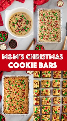 christmas cookie bars with m & m's in the middle