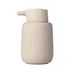 a white soap dispenser on a white background