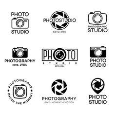 the logos for photography are shown in black and white royalty photo studio logo design, photographer logo