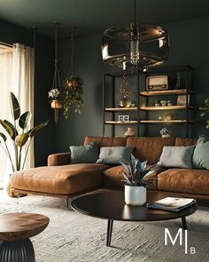 a living room filled with furniture and plants