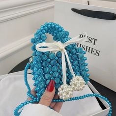 Falling in love with this luxury handmade beaded crossbody handbag.  Good for any occasion, especially formal events 🥰 Available in white/light blue/blue/pink colors. Message me with any questions for further assistance :) Pearl Bags, Luxury Party, Pearl Bag, Beaded Jewelry Tutorials, Beaded Bag, Beaded Handbag, Mini Things, Silver Spring, Bag Handmade