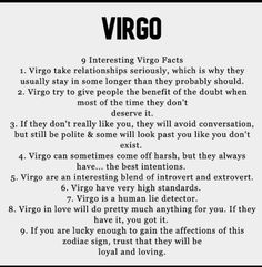 a poem written in black and white with the words virgo on it's side