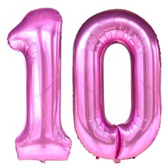 PRICES MAY VARY. 10 Number Pink foil Mylar balloons are the best choice for: 10th birthday party, 10th wedding anniversary celebration,10th anniversary party and many other party decorations. CHOOSE THEM: Number 10 pink balloons are made of high-quality aluminum film that empty balloon is 42 inch and which filled with helium or air are 40 inch. Please use the straw in the balloon set to inflate it slowly. PACKAGE&SIZE: 2 Pieces 40 Inch pink number balloons:No.1 pink number balloon +No.0 pink num 10th Birthday Party, 10th Anniversary Party, 10 Number, Glitter Balloons, Wedding Anniversary Celebration, 10th Wedding Anniversary, Pink Foil, 10th Birthday Parties, Happy Party