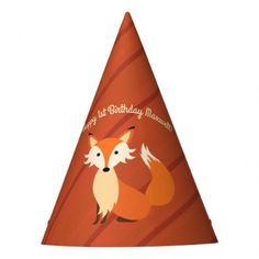 a party hat with a fox on it