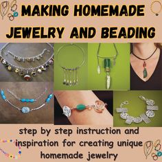 the cover of making homemade jewelry and beading, with pictures of different necklaces