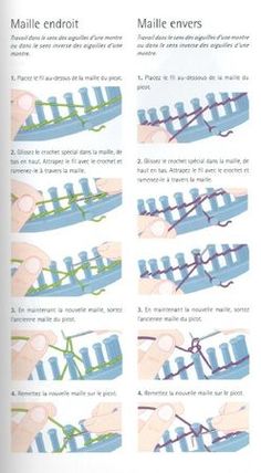 instructions on how to use the maille enroit technique for weaving fabric in french