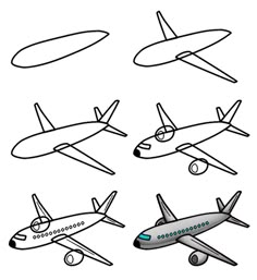 four different types of airplanes flying in the sky