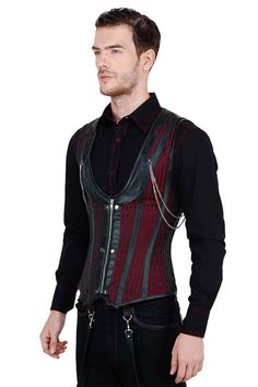 Mens Corset, Gothic Mode, Steampunk Men, Gothic Men, Corset Vest, Red Corset, Steampunk Costume, Steampunk Fashion, Gothic Fashion