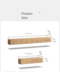 two wooden shelves are shown with measurements for each shelf in the same size and width