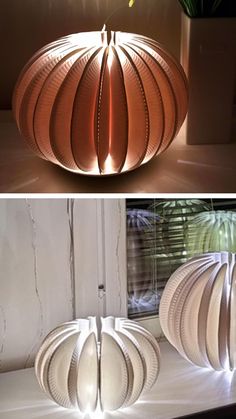 three different types of lamps that are on top of a table and bottom one is made out of paper plates