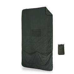 an image of a large green cover for a tent or bedding set with zippers on the side