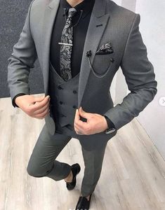 Gray Slim Fit Suit For Business Casual, Gray Slim Fit Notch Lapel Suit, Gray Slim Fit Suit With Notch Lapel, Gray Suit With Suit Collar For Winter, Gray Notch Lapel Three-piece Suit For Business, Gray Notch Lapel Three-piece Business Suit, Gray Fitted Vest For Business, Fitted Gray Vest For Business, Gray Winter Suits