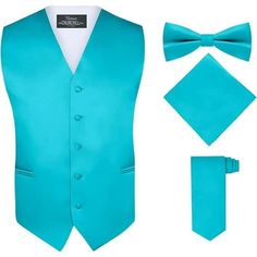 Dress to impress in a complete, cohesive look with this gorgeous dress vest set. Available in an exceptionally exciting range of colors and featuring a satin finish vest and a matching bow tie, neck tie, and pocket hankie, it s an easy way to accessorize for any formal occasion. A perfect choice for wearing to a once-in-a-lifetime event or including as part of a regular, day-to-day outfit, this vest and its accessories are super mixable and matchable, leaving you with endless opportunities to fa Wedding Vest, Bow Tie Shirt, Teal Tie, Christmas Suit, Dress Vest, Mens Suit Vest, Fancy Costumes, Vest Set, Endless Opportunities