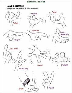 how to draw hands and gestures for children's hand gestures, with instructions on how to