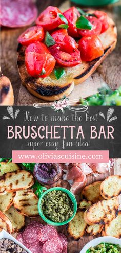 the bruschetta bar has been made with fresh ingredients and is ready to be eaten