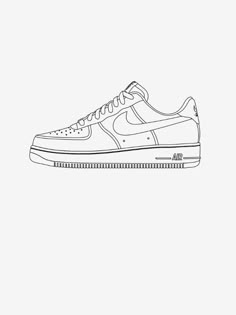 Airforce 1 Drawing Easy, Nike Air Jordan Drawing, Cute Shoe Drawings, Nike Dunks Drawing, Cool Shoe Drawings, Nike Air Drawing, How To Draw Nike Shoes, Nike Jordan Drawing