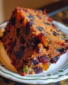 a piece of cake sitting on top of a white plate