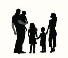 a silhouette of a family holding hands