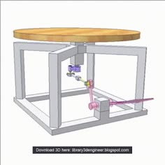 an image of a wooden table being constructed into a structure with wheels on the side