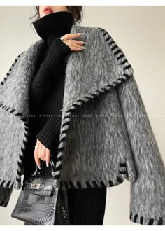 Gray Long Hair, Moda Over 50, Coat And Skirt, Wool Short Coat, Winter Coat Short, Classy Coat, Wool Jackets, Coat Skirt, Iranian Women Fashion