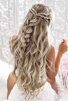 Down Hairstyles For Long Hair, Hairstyles Bridesmaid, Prom Hairstyles For Long Hair, Pretty Braided Hairstyles, Bridesmaid Hairstyles, Long Blonde, Formal Hairstyles