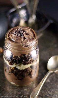 a jar filled with food sitting on top of a table