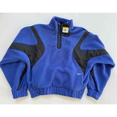 Nike Women's 1/4 Zip Fleece Pullover Blue/Black CU7068-430 Size S Nike Cropped Hoodie, Nike Crewneck Sweatshirt, Running Hoodie, Nike Sportswear Women, Tops Nike, Nike Pullover, Workout Sweatshirt, Womens Fleece, Workout Hoodie